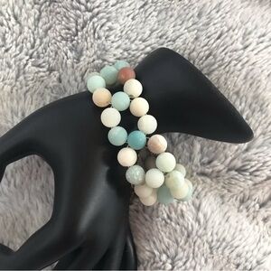 Matte Amazonite Beaded 14k Gold Plated Bracelet
